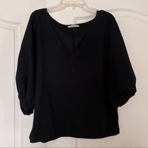 Zara Bubble Sleeve V-Neck Blouse